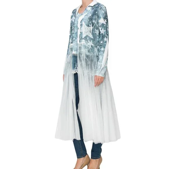 ORIGAMI Victorian Lace Star Print Cardigan Duster S-XXL NWT - Picture 3 of 16